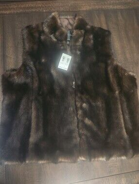 NWT Harold's Faux Fur Dark Brown Sleeveless Vest XL